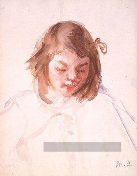  enfants - Tête de Françoise Regardant vers le bas mères des enfants Mary Cassatt